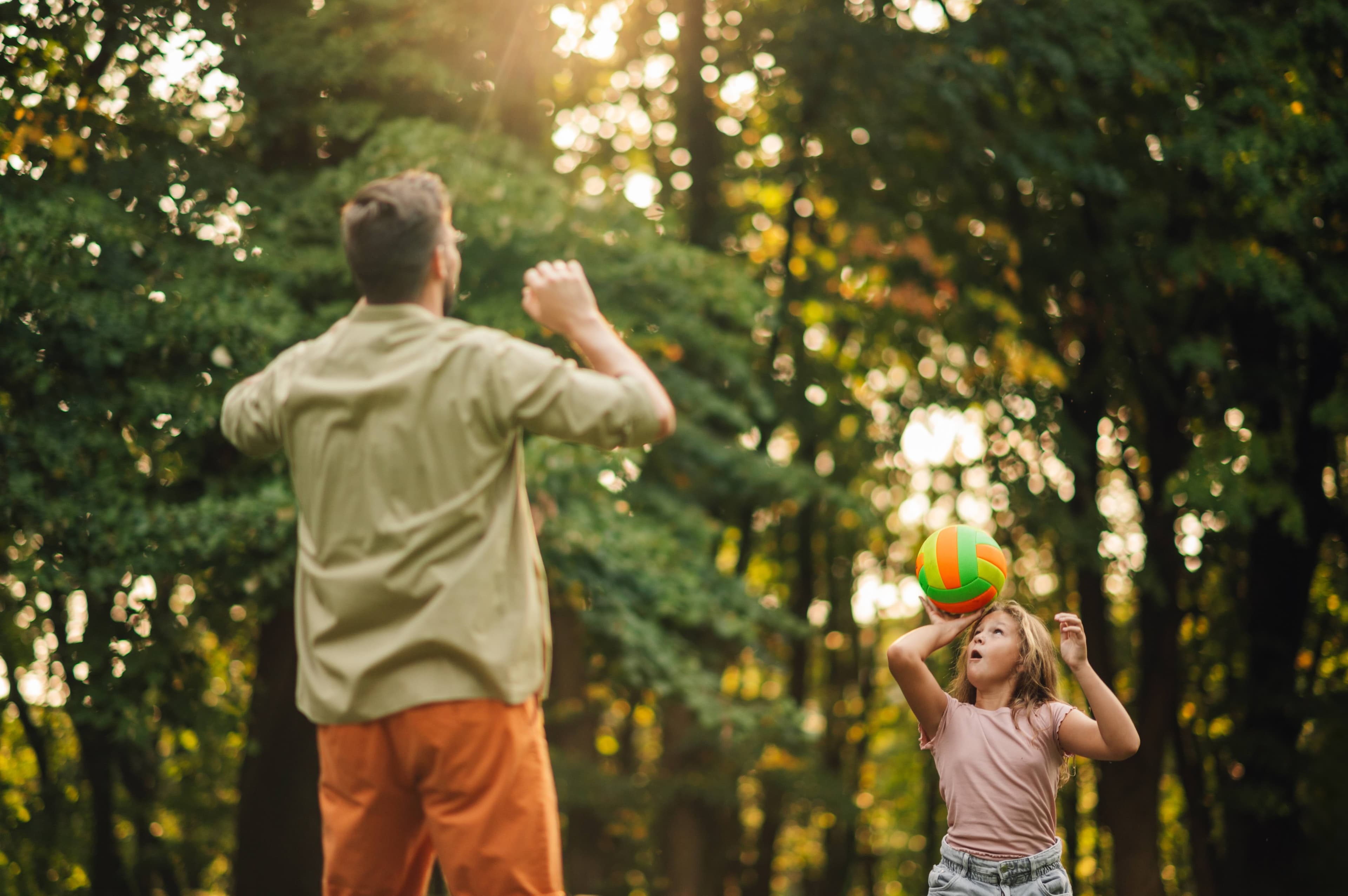 Father and daughter playing