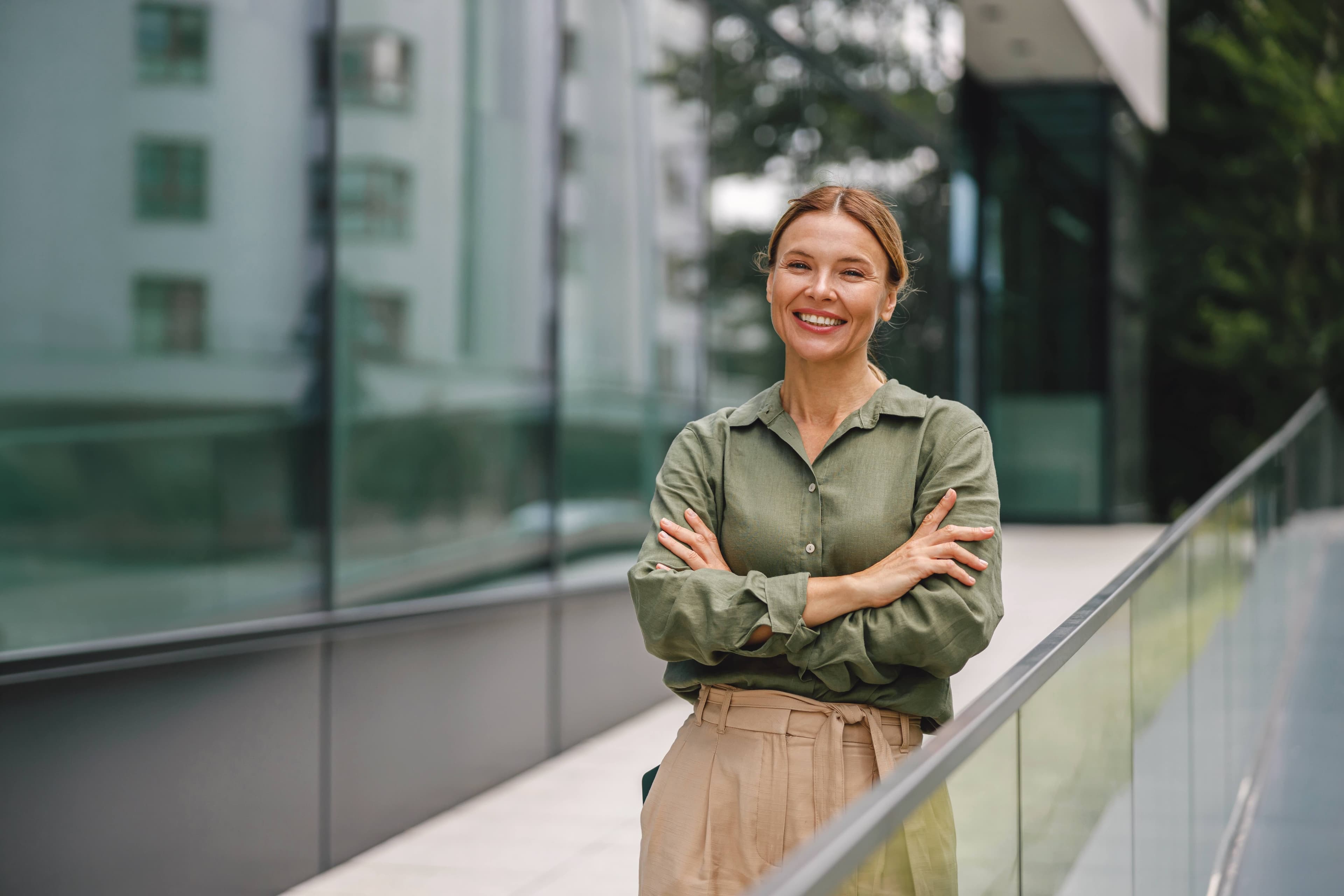 Confident woman smiling