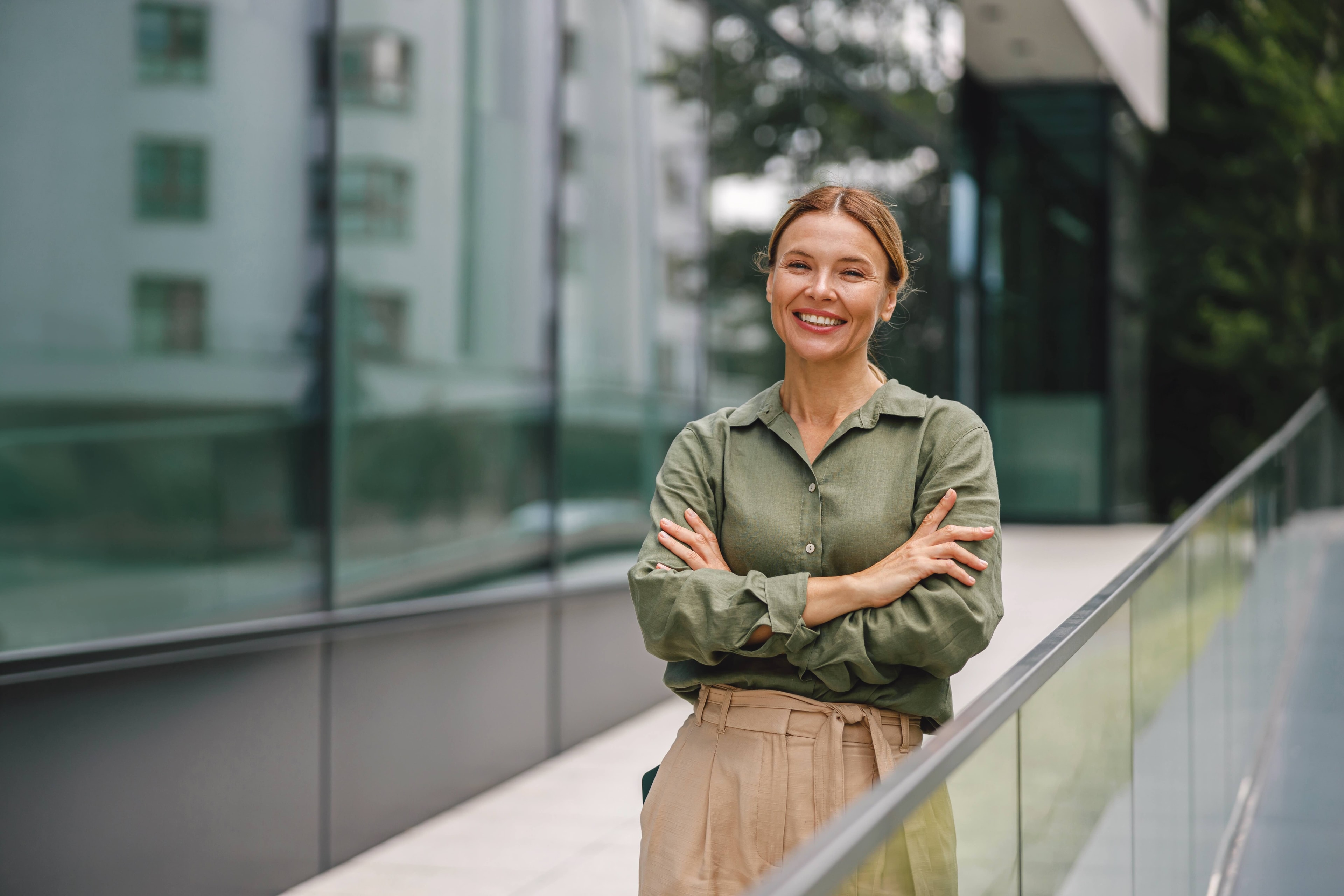 Confident woman smiling